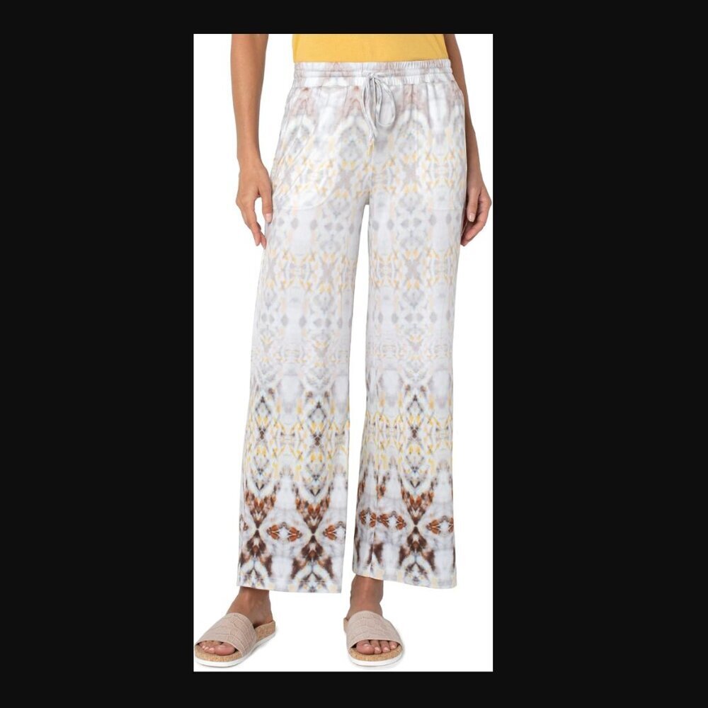 Liverpool Pull-on Wide Leg Drawcord Pant - Grey Haze - Medium
